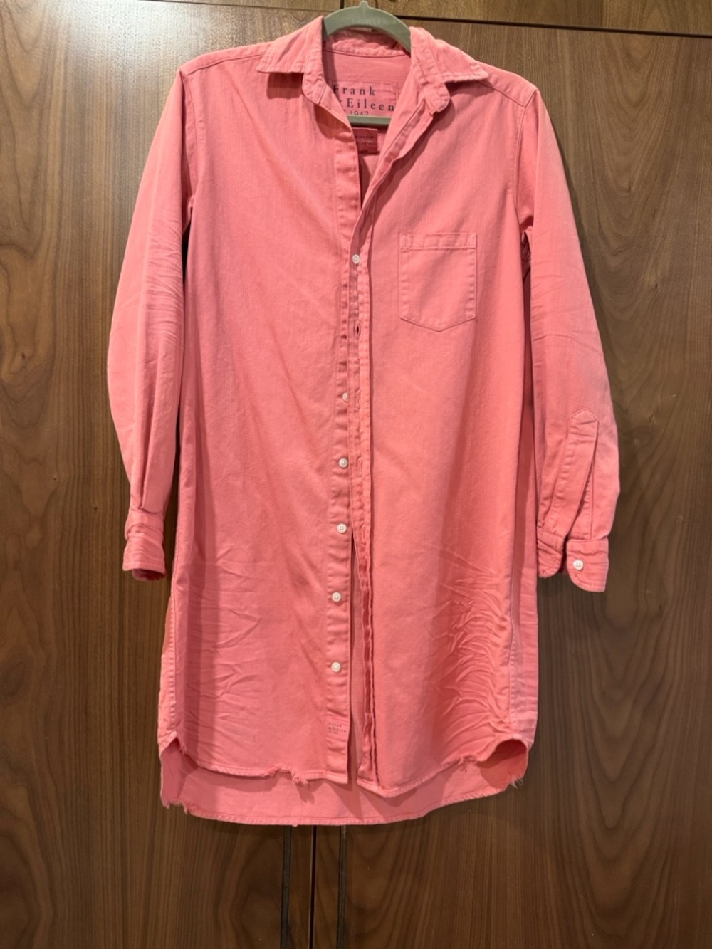 Frank & Eileen Coral Pink Button‑Front Mary Dress
